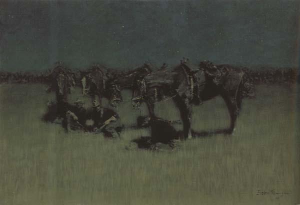 Frederic Remington Night Halt of Cavalry (mk43) Sweden oil painting art
